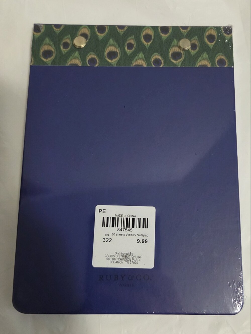 Peacock Print Notepad & Notes Set - Blue & Green - Picture 3 of 11